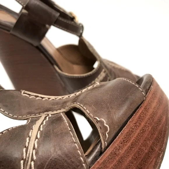 Chloe Saturnia Brown Calf Wedge size 38 - Picture 5 of 6